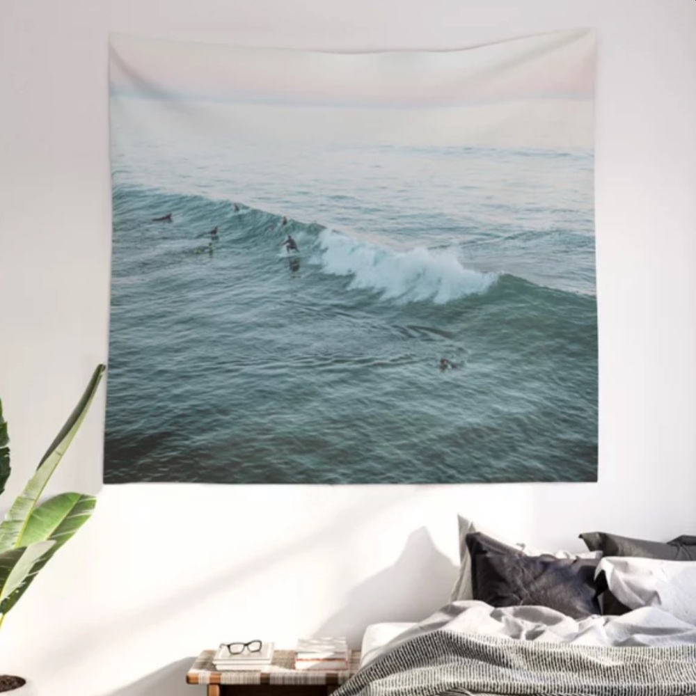 Ocean and surfers cloth tapestry